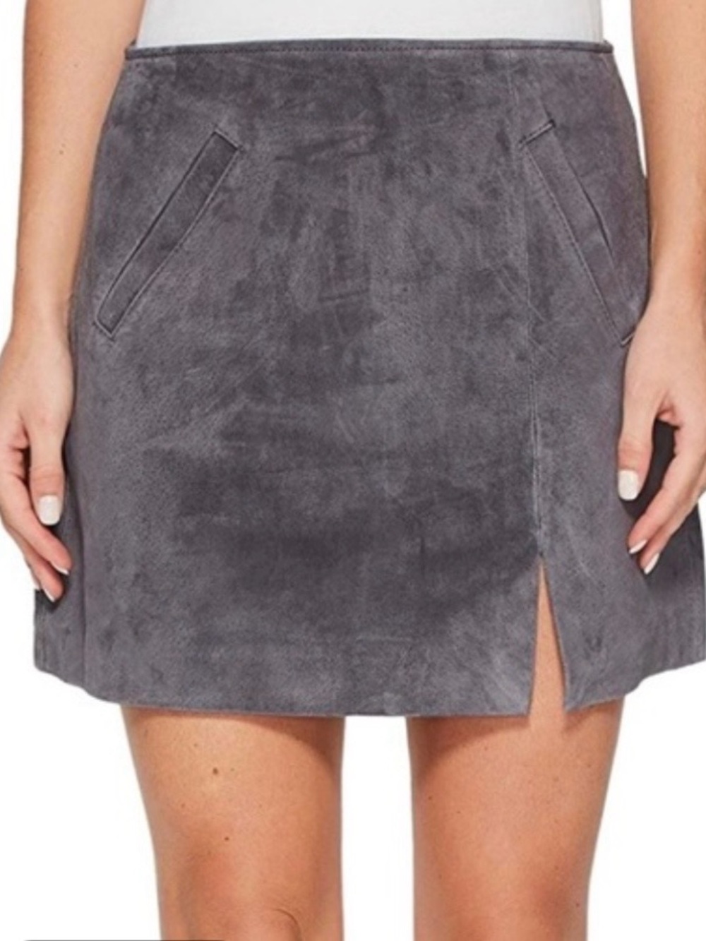 BlankNYC Grey Suede Leather Mini Skirt - Size 28